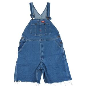 Dickies Men Denim Jean Shorts Overalls Jumpsuit Bibs Shortalls 36 Cut Off Jorts